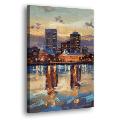 Providence Cityscape Reflection Mirror Side - Canvas Wall Art