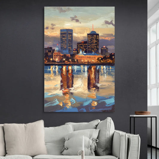 Providence Cityscape Reflection Mirror Living Room - Canvas Wall Art