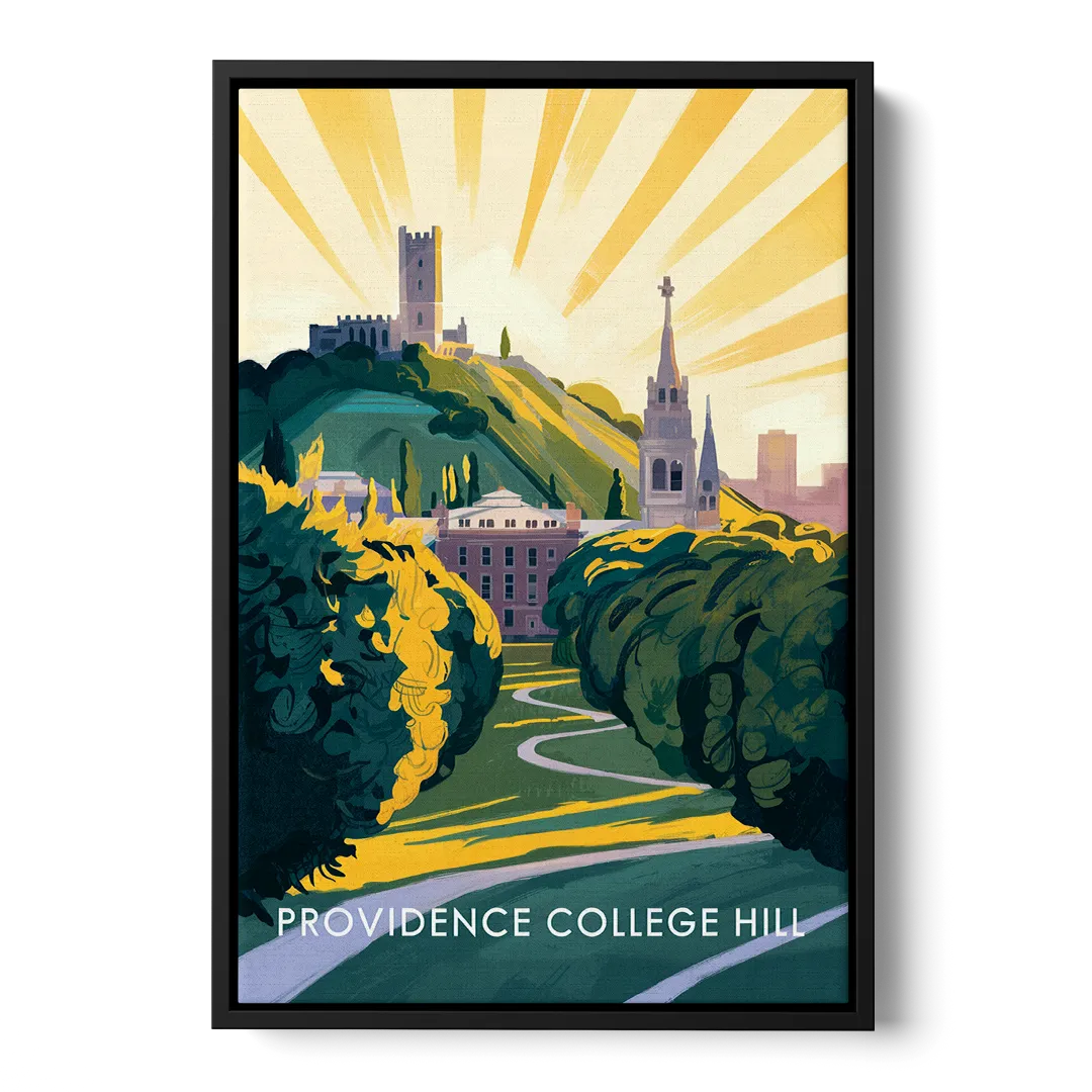Providence College Hill View Front - Black Canvas Wall Art