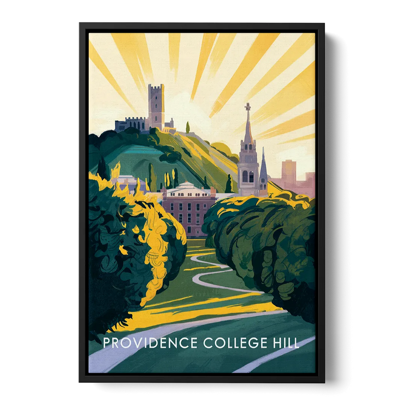 Providence College Hill View Front - Black Canvas Wall Art