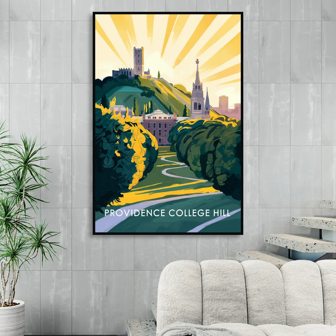 Providence College Hill View Sitting Room - Black Canvas Wall Art