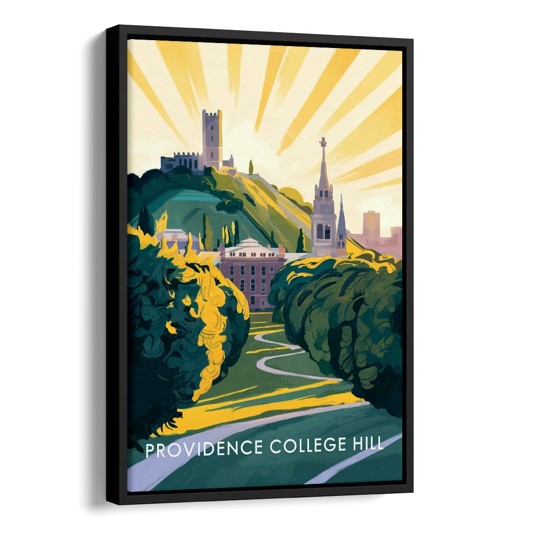 Providence College Hill View Side - Black Canvas Wall Art