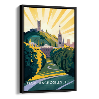 Providence College Hill View Side - Black Canvas Wall Art