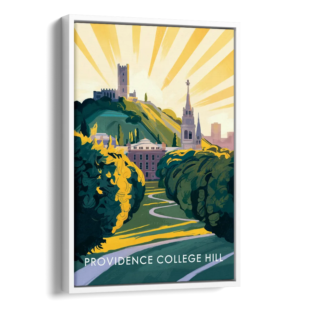 Providence College Hill View Side - White Canvas Wall Art