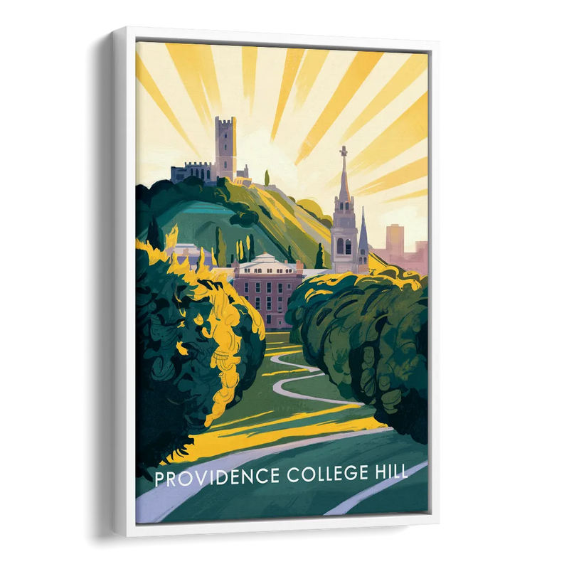 Providence College Hill View Side - White Canvas Wall Art