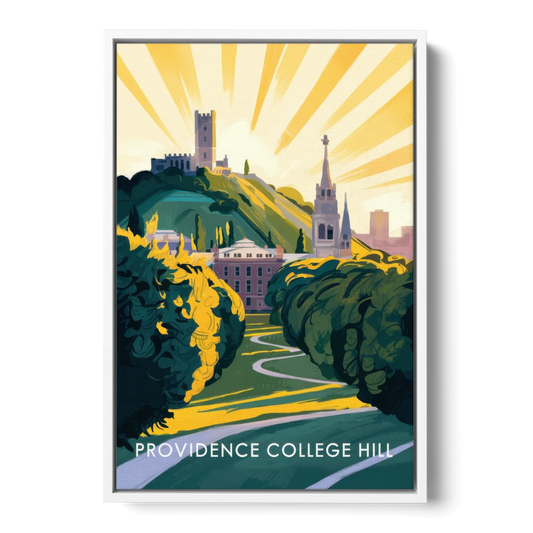 Providence College Hill View - White Framed Canvas Wall Art - Front
