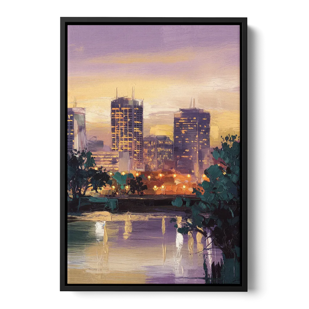Providence Downtown Horizon Front - Black Canvas Wall Art