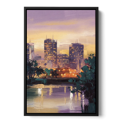 Providence Downtown Horizon Front - Black Canvas Wall Art
