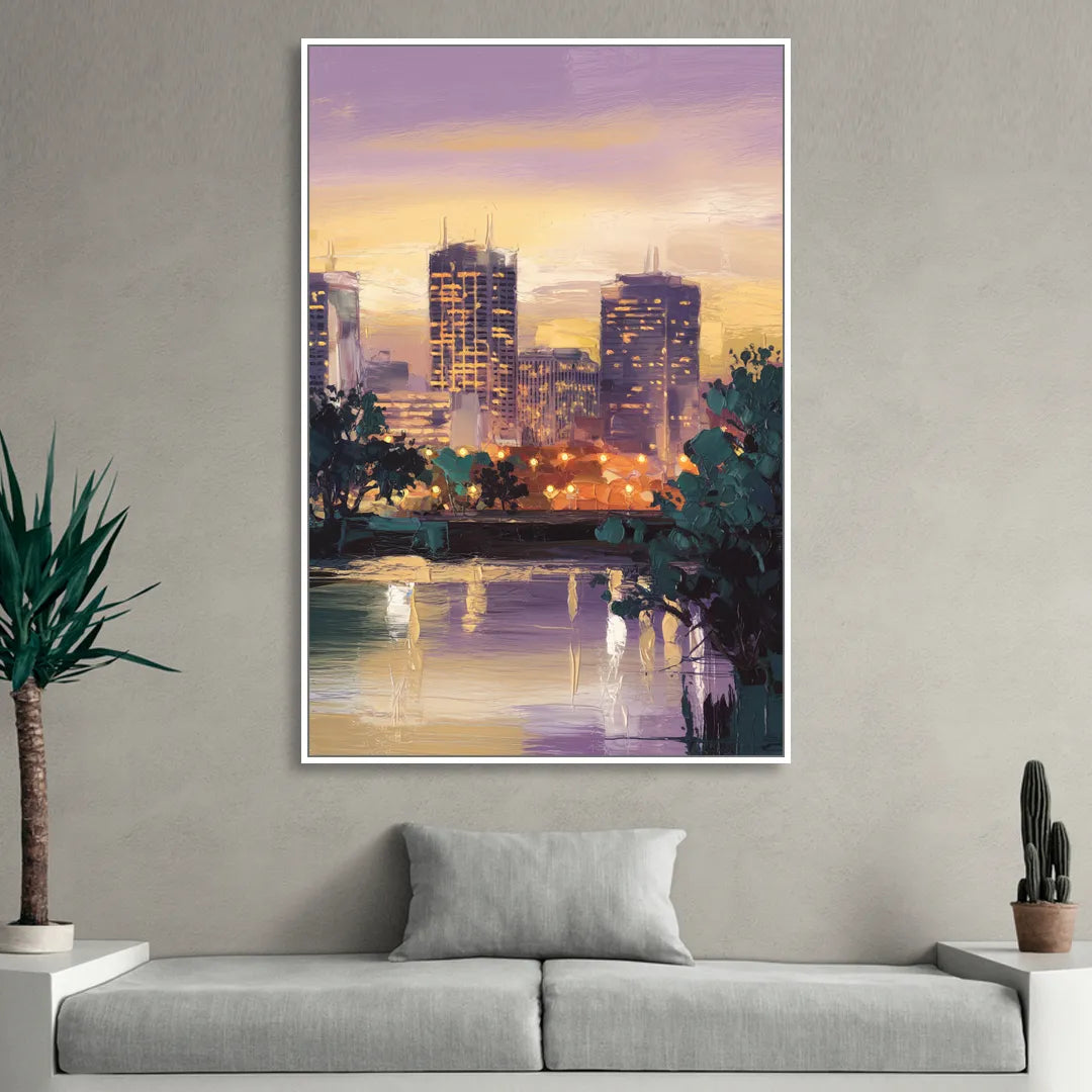 Providence Downtown Horizon Sitting Room - White Canvas Wall Art