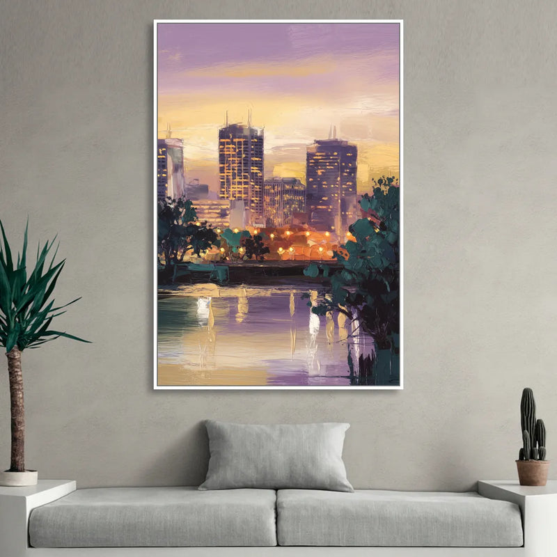 Providence Downtown Horizon Sitting Room - White Canvas Wall Art