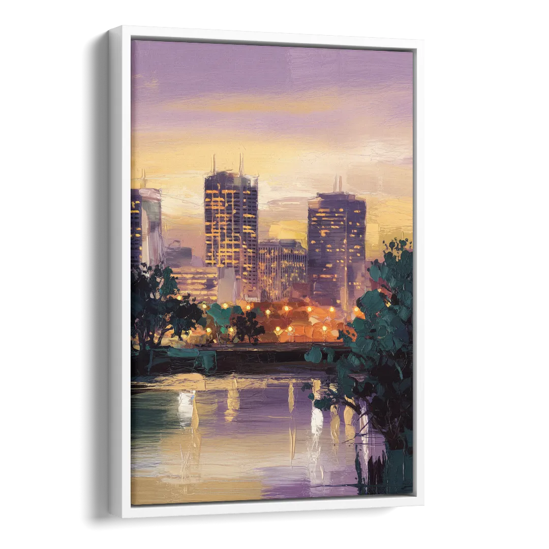 Providence Downtown Horizon Side - White Canvas Wall Art