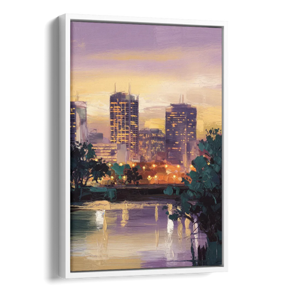 Providence Downtown Horizon Side - White Canvas Wall Art