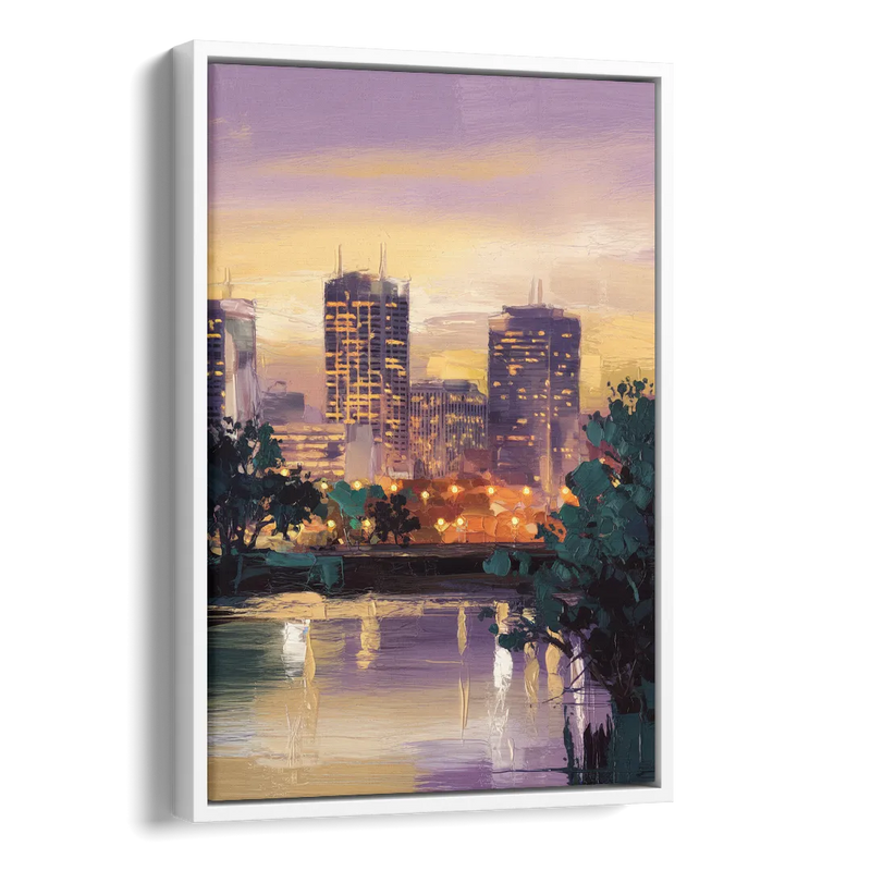 Providence Downtown Horizon Side - White Canvas Wall Art
