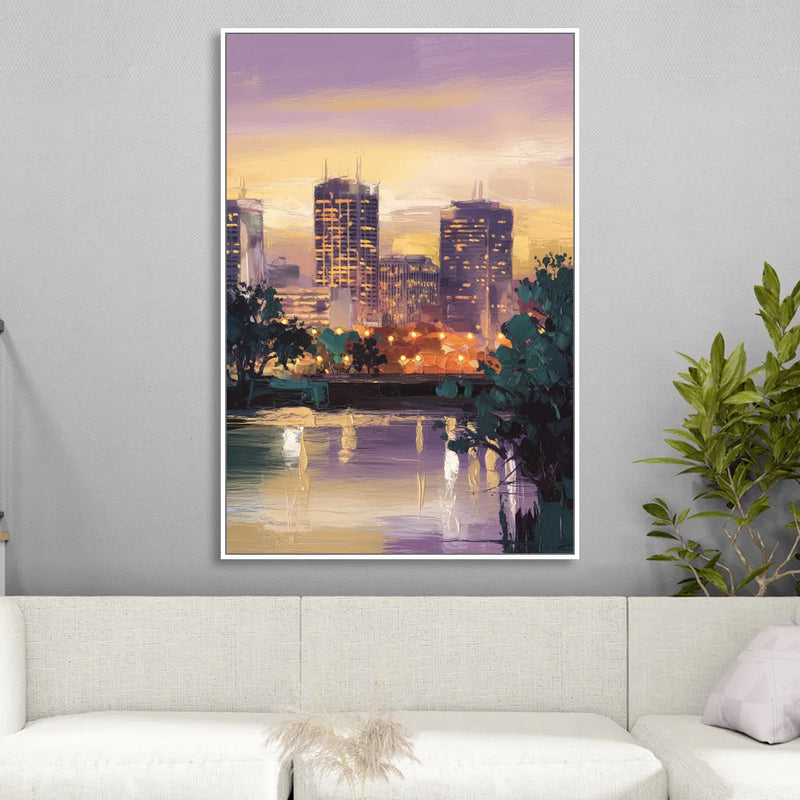 Providence Downtown Horizon Living Room - White Canvas Wall Art