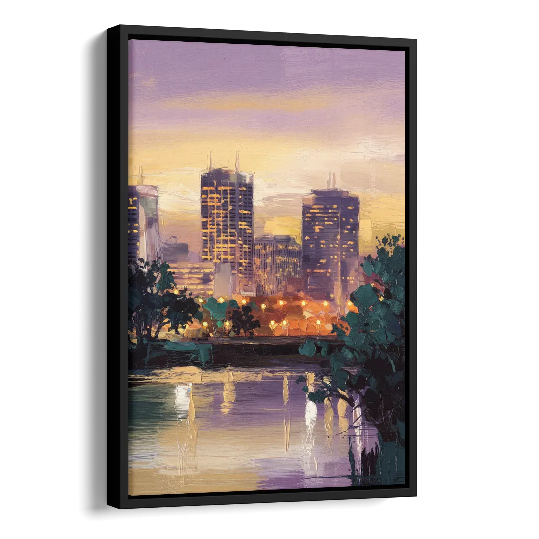 Providence Downtown Horizon Side - Black Canvas Wall Art