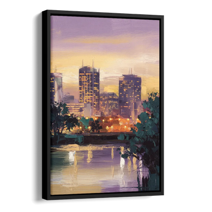 Providence Downtown Horizon Side - Black Canvas Wall Art