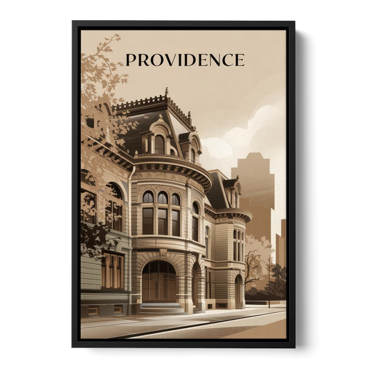 Providence Historic Architecture - Black Framed Canvas Wall Art - Front
