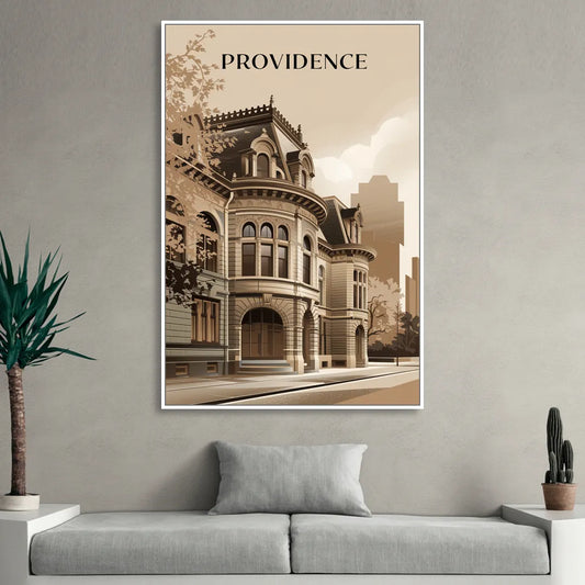 Providence Historic Architecture Living Room - White Canvas Wall Art
