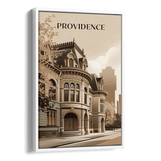 Providence Historic Architecture Side - White Canvas Wall Art