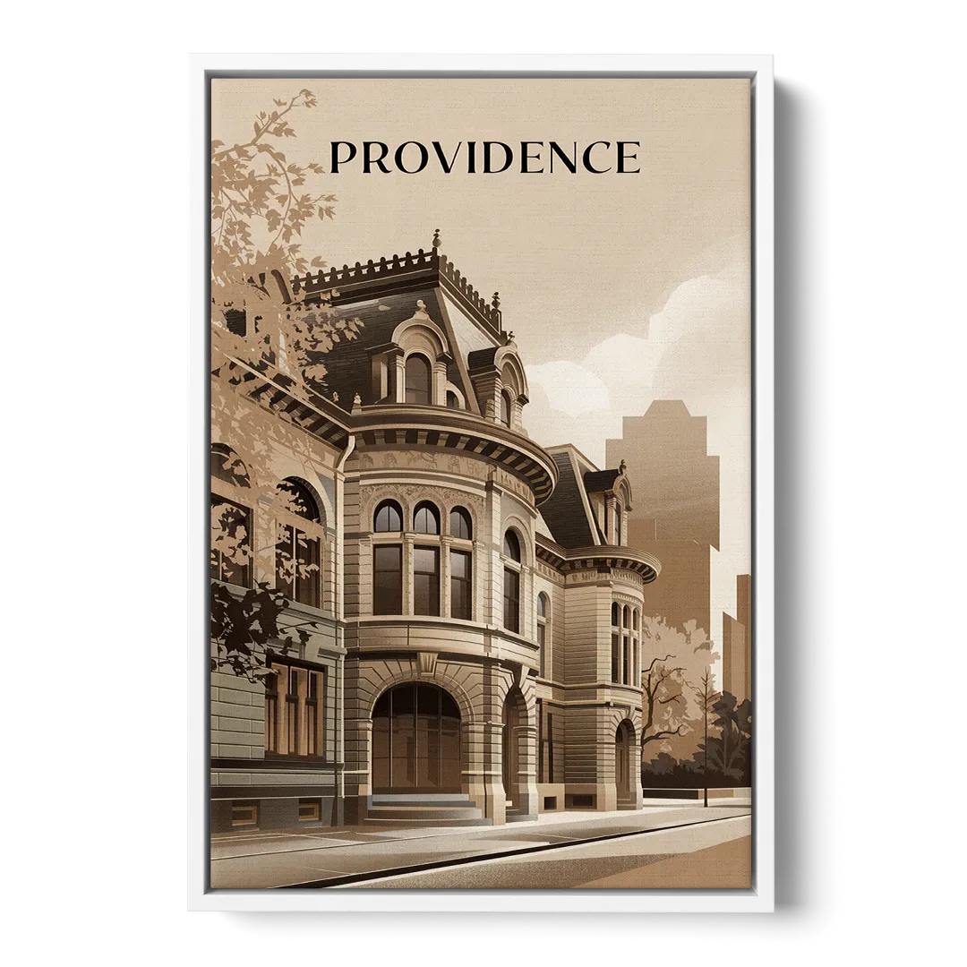 Providence Historic Architecture Front - White Canvas Wall Art