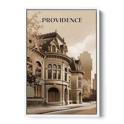 Providence Historic Architecture Front - White Canvas Wall Art