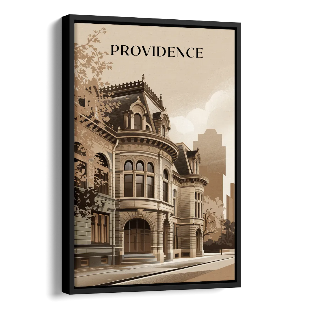Providence Historic Architecture Side - Black Canvas Wall Art