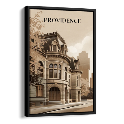 Providence Historic Architecture Side - Black Canvas Wall Art