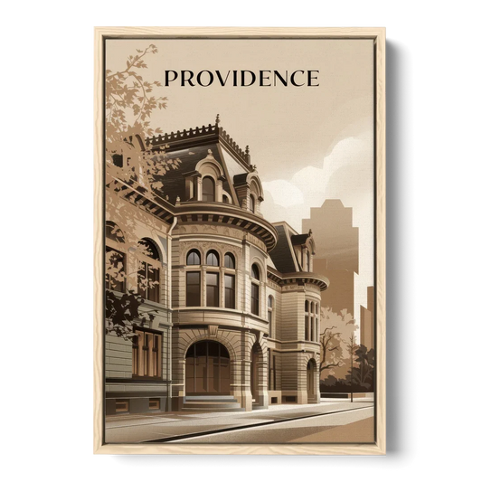 Providence Historic Architecture - Oak Framed Canvas Wall Art - Front