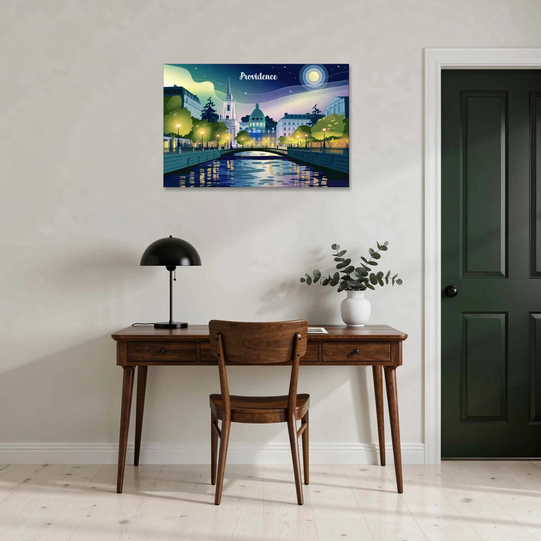 Providence Night Lights - Canvas Wall Art - Office - 36x24