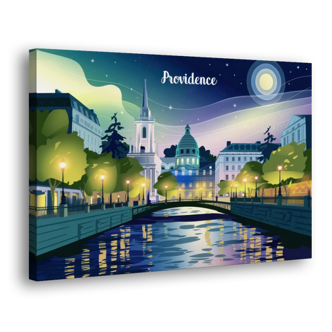 Providence Night Lights - Canvas Wall Art - Side
