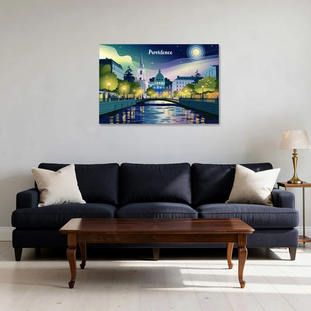 Providence Night Lights - Canvas Wall Art - Sofa - 36x24