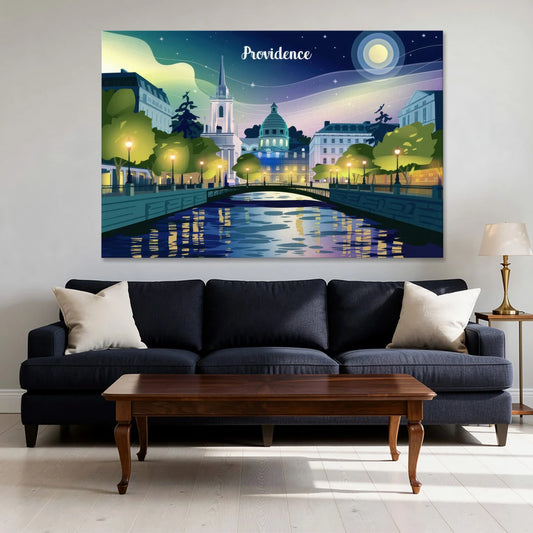 Providence Night Lights - Canvas Wall Art - Sofa - 60x40
