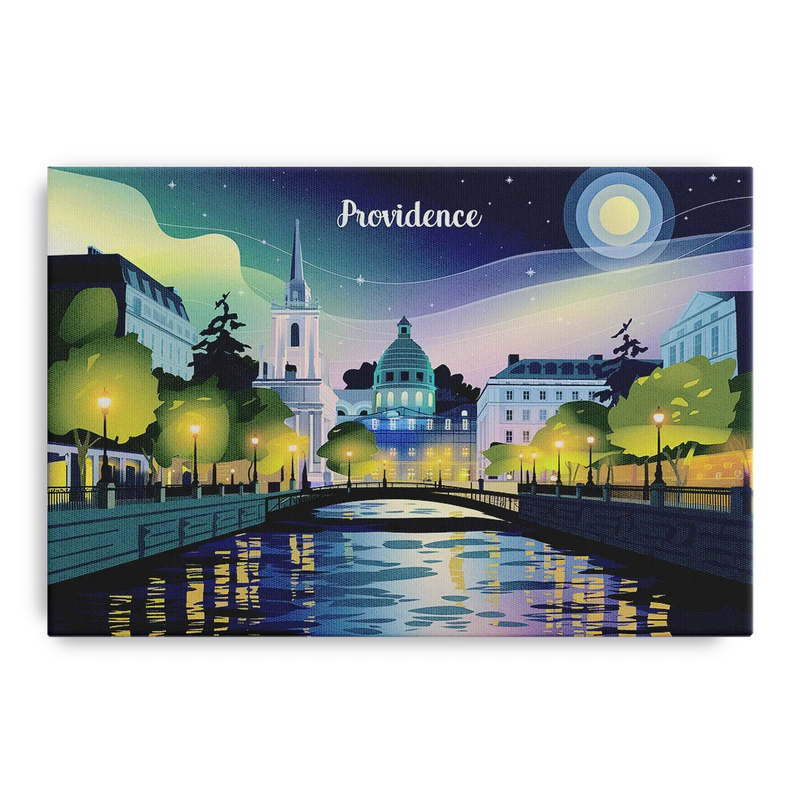 Providence Night Lights Front - Canvas Wall Art