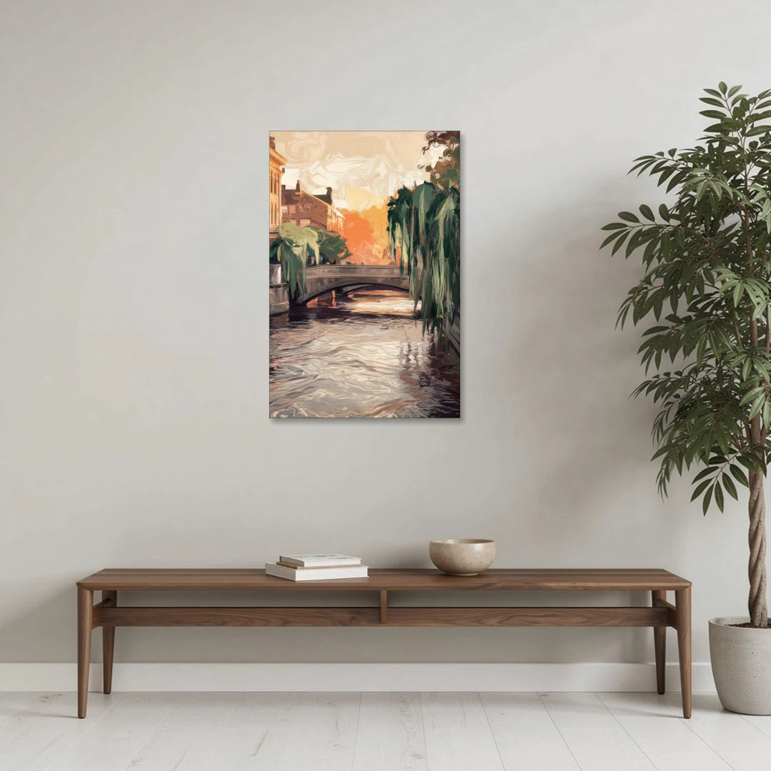 Providence Riverwalk Scene - Canvas Wall Art - Coffee Table - 24x36