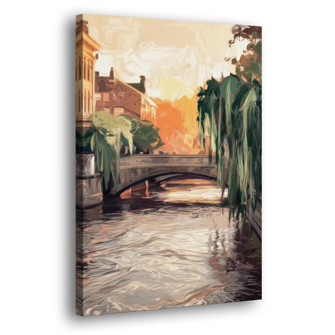 Providence Riverwalk Scene - Canvas Wall Art - Side