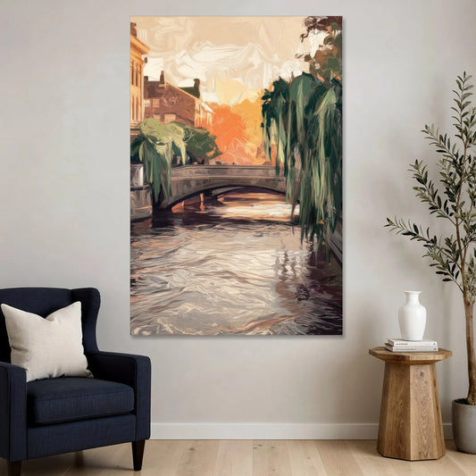 Providence Riverwalk Scene - Canvas Wall Art - Sofa - 40x60