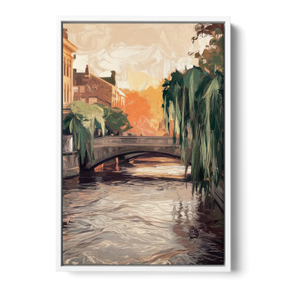 Providence Riverwalk Scene Front - White Canvas Wall Art