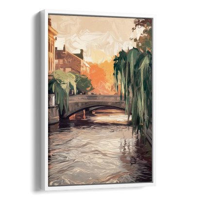 Providence Riverwalk Scene Side - White Canvas Wall Art