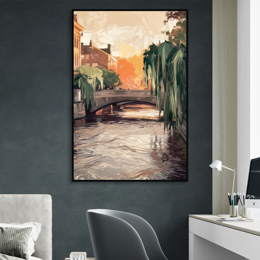 Providence Riverwalk Scene Sitting Room - Black Canvas Wall Art