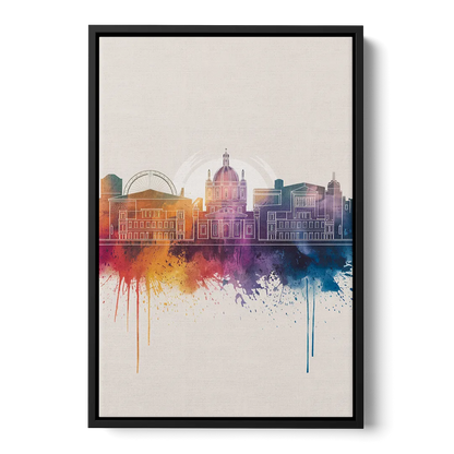 Providence Skyline at Sunset Front - Black Canvas Wall Art