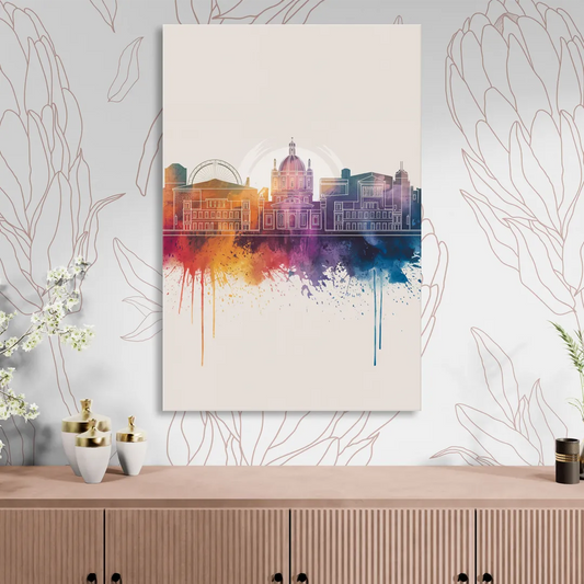 Providence Skyline at Sunset Living Room - Canvas Wall Art