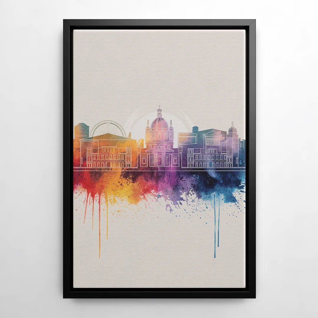 Providence Skyline at Sunset - Black Frame Canvas