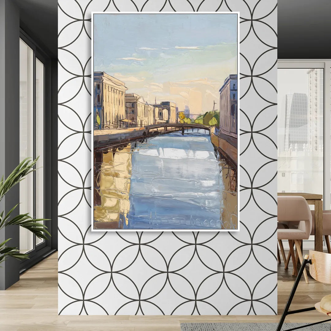 Providence Urban Landscape Sitting Room - White Canvas Wall Art