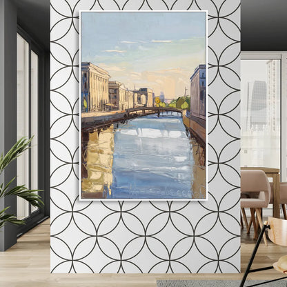 Providence Urban Landscape Sitting Room - White Canvas Wall Art