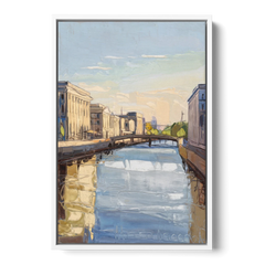 Providence Urban Landscape - White Framed Canvas Wall Art - Front