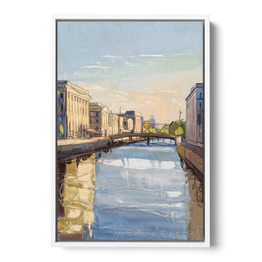 Providence Urban Landscape - White Framed Canvas Wall Art - Front