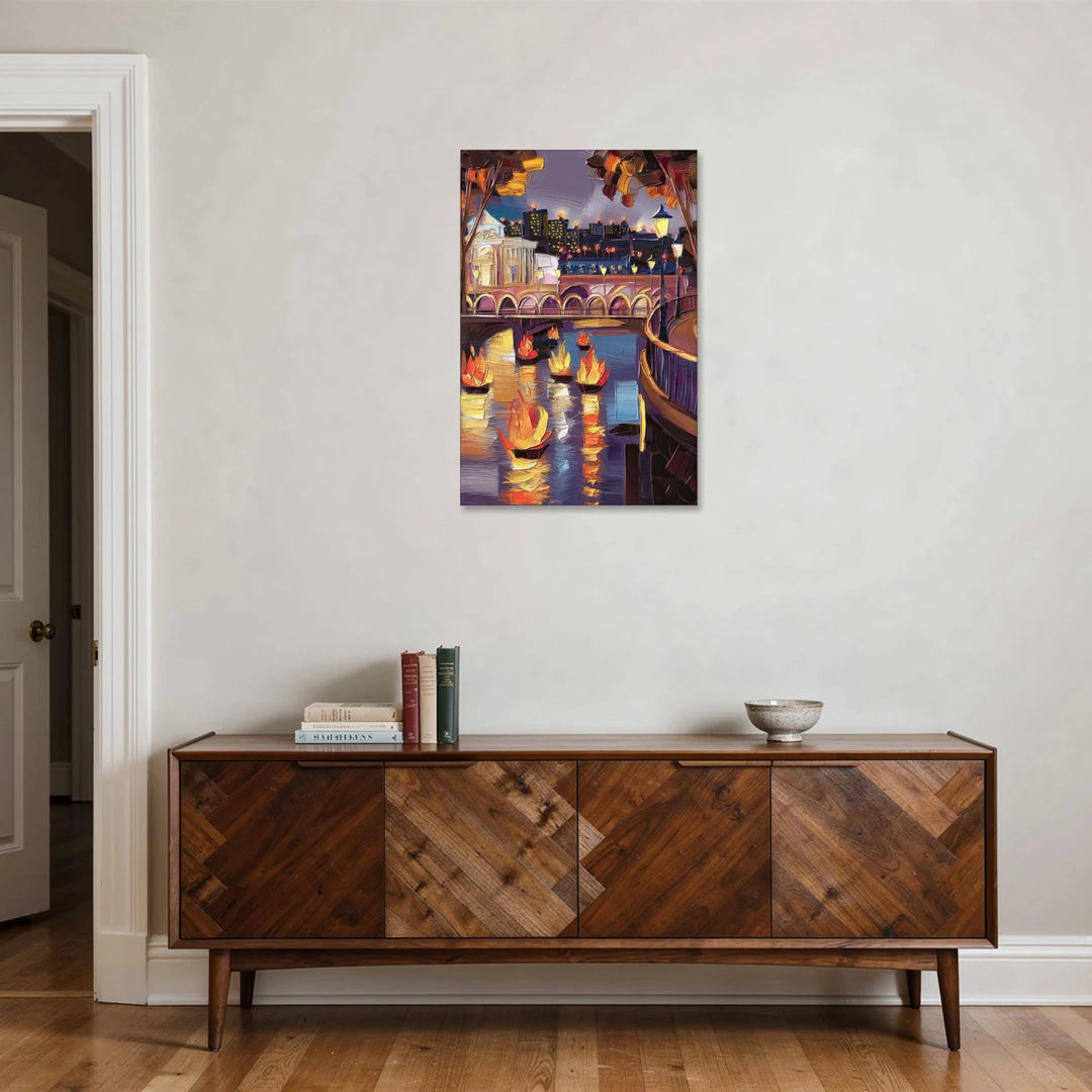 Providence Waterfire Glow - Canvas Wall Art - Coffee Table - 24x36