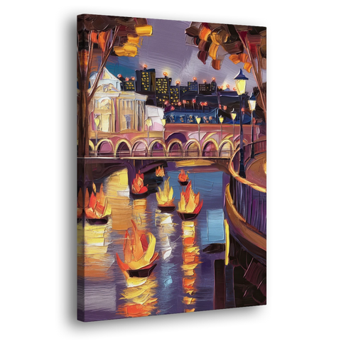 Providence Waterfire Glow - Canvas Wall Art - Side