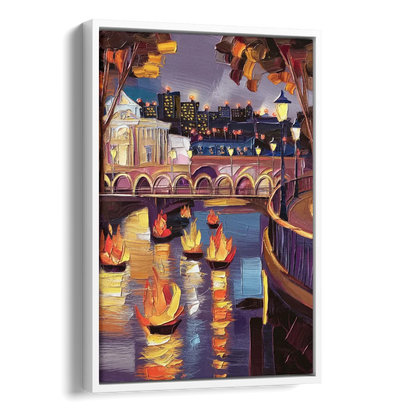 Providence Waterfire Glow Side - White Canvas Wall Art