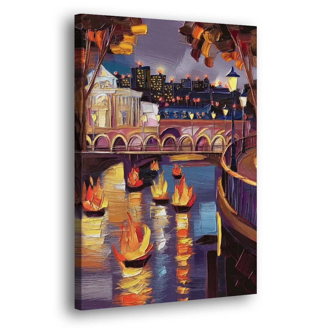 Providence Waterfire Glow Side - Canvas Wall Art